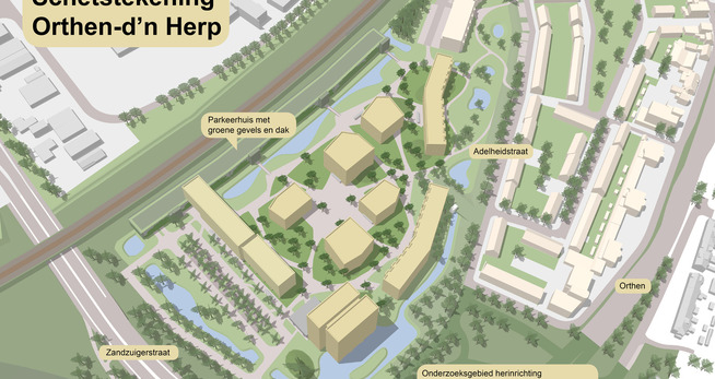 Schetstekenine Orthen - d'n Herp Een plattegrond van een stad