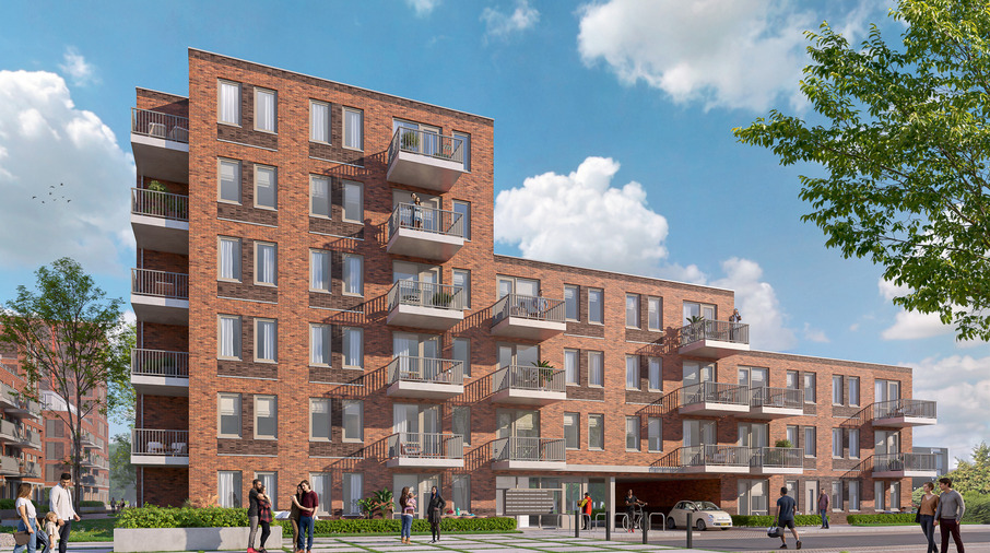 Ontwerptekening van appartementengebouw