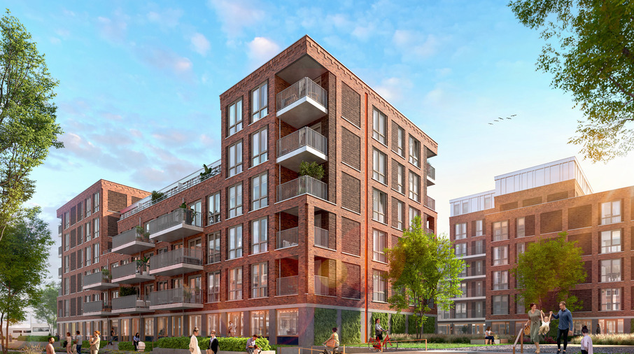 Ontwerptekening van appartementengebouw