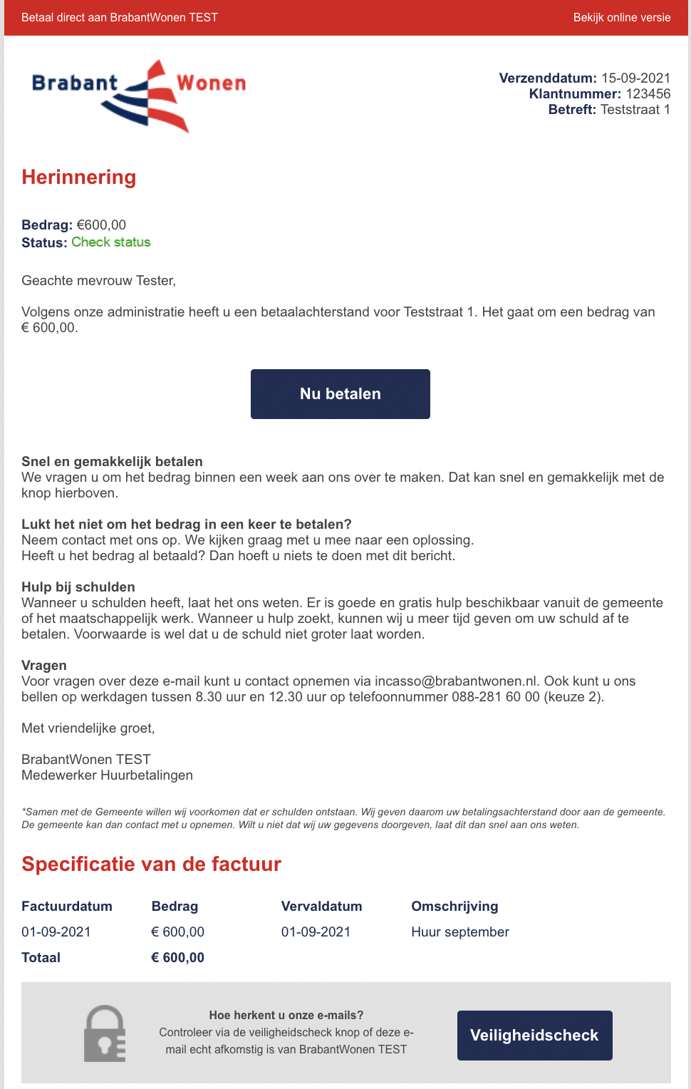 voorbeeldmail huurachterstand