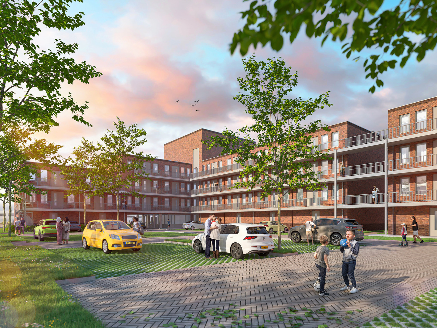 Ontwerptekening van appartementengebouw