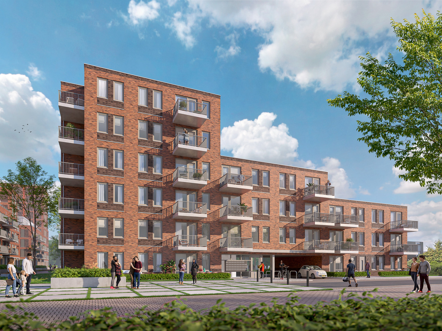 Ontwerptekening van appartementengebouw